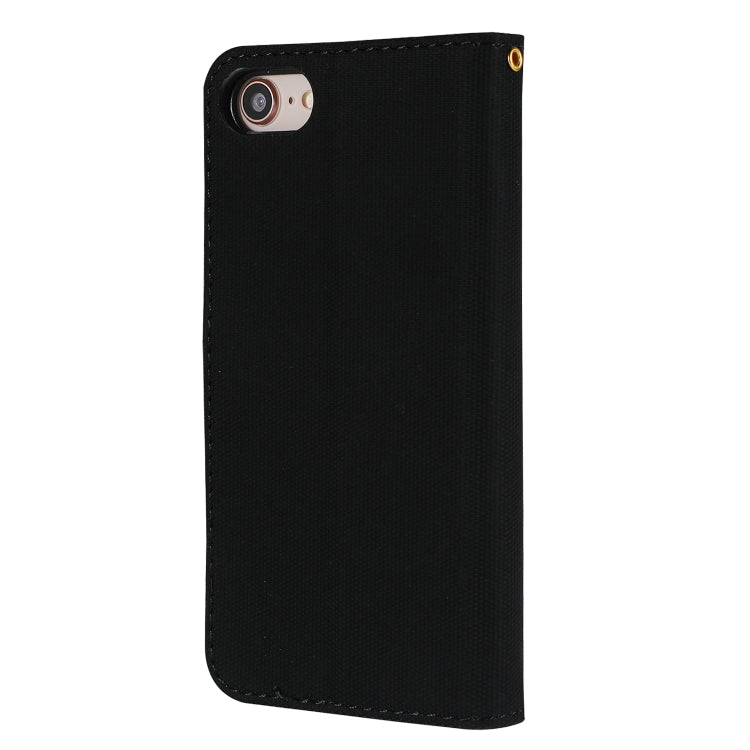 For iPhone SE 2022 / SE 2020 / 8 / 7 Fabric Stitching Embroidery Horizontal Flip Leather Case With Holder & Card Slots & Wallet