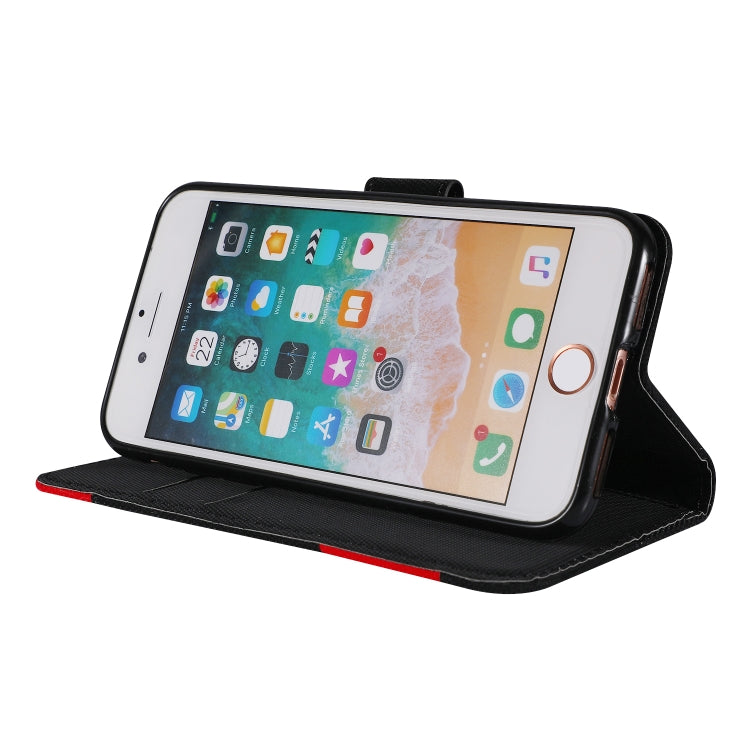For iPhone SE 2022 / SE 2020 / 8 / 7 Fabric Stitching Embroidery Horizontal Flip Leather Case With Holder & Card Slots & Wallet