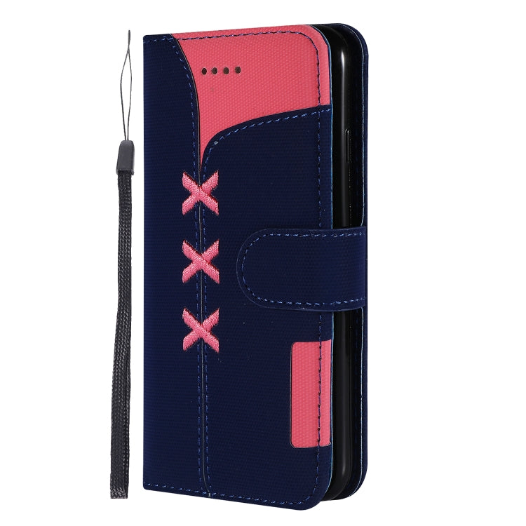 For iPhone SE 2022 / SE 2020 / 8 / 7 Fabric Stitching Embroidery Horizontal Flip Leather Case With Holder & Card Slots & Wallet