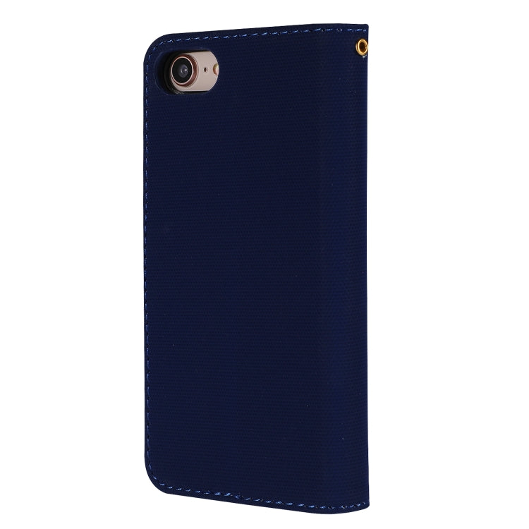 For iPhone SE 2022 / SE 2020 / 8 / 7 Fabric Stitching Embroidery Horizontal Flip Leather Case With Holder & Card Slots & Wallet
