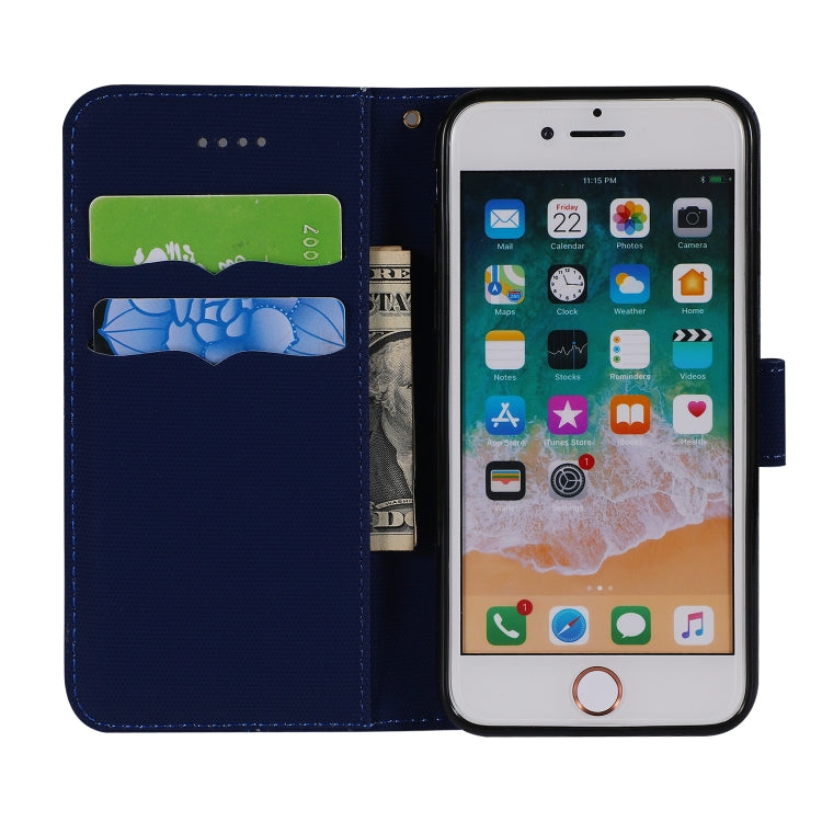 For iPhone SE 2022 / SE 2020 / 8 / 7 Fabric Stitching Embroidery Horizontal Flip Leather Case With Holder & Card Slots & Wallet