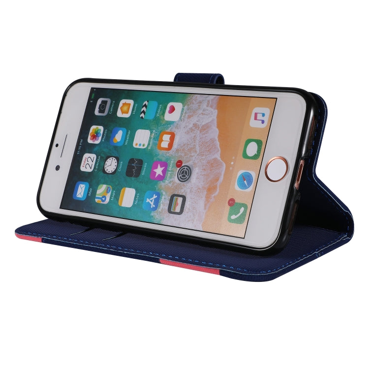 For iPhone SE 2022 / SE 2020 / 8 / 7 Fabric Stitching Embroidery Horizontal Flip Leather Case With Holder & Card Slots & Wallet