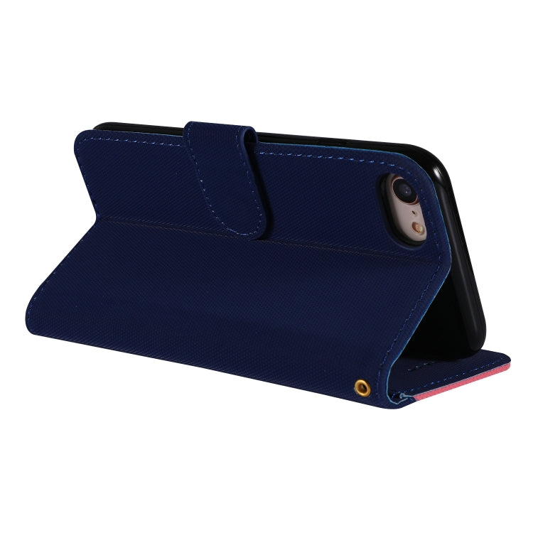 For iPhone SE 2022 / SE 2020 / 8 / 7 Fabric Stitching Embroidery Horizontal Flip Leather Case With Holder & Card Slots & Wallet