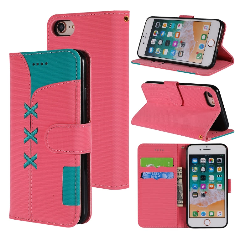 For iPhone SE 2022 / SE 2020 / 8 / 7 Fabric Stitching Embroidery Horizontal Flip Leather Case With Holder & Card Slots & Wallet