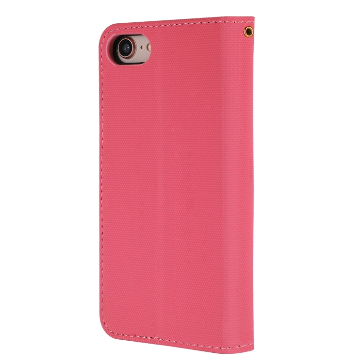 For iPhone SE 2022 / SE 2020 / 8 / 7 Fabric Stitching Embroidery Horizontal Flip Leather Case With Holder & Card Slots & Wallet