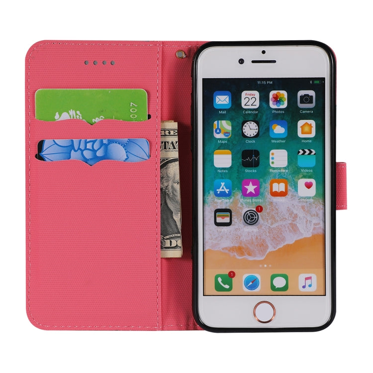 For iPhone SE 2022 / SE 2020 / 8 / 7 Fabric Stitching Embroidery Horizontal Flip Leather Case With Holder & Card Slots & Wallet