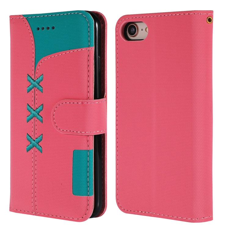 For iPhone SE 2022 / SE 2020 / 8 / 7 Fabric Stitching Embroidery Horizontal Flip Leather Case With Holder & Card Slots & Wallet