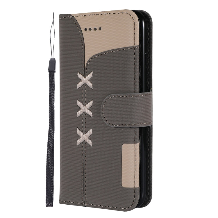 For iPhone SE 2022 / SE 2020 / 8 / 7 Fabric Stitching Embroidery Horizontal Flip Leather Case With Holder & Card Slots & Wallet