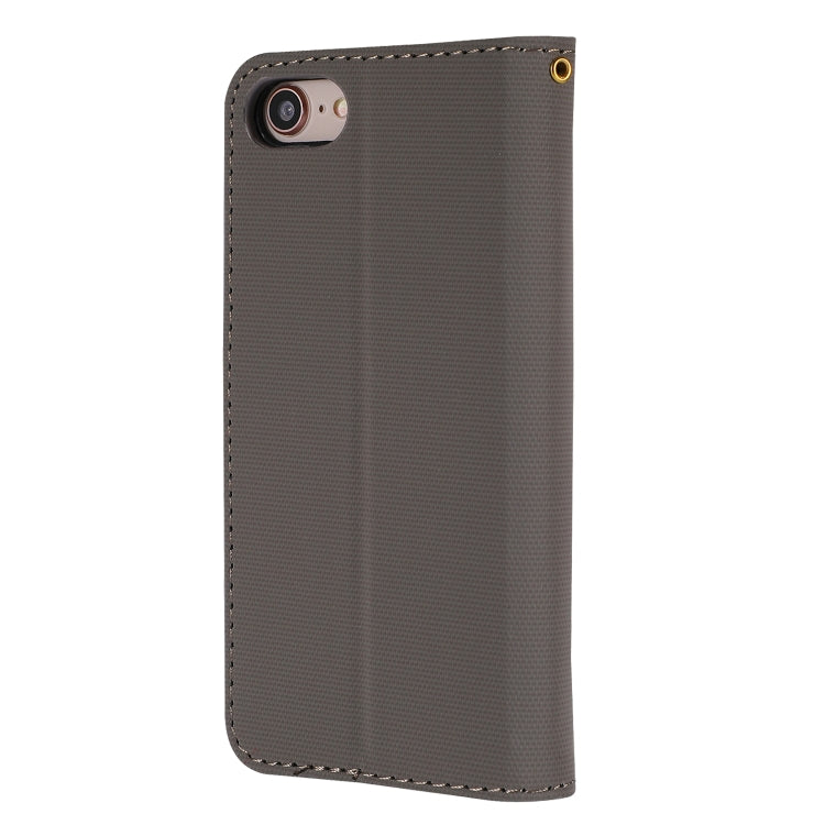 For iPhone SE 2022 / SE 2020 / 8 / 7 Fabric Stitching Embroidery Horizontal Flip Leather Case With Holder & Card Slots & Wallet