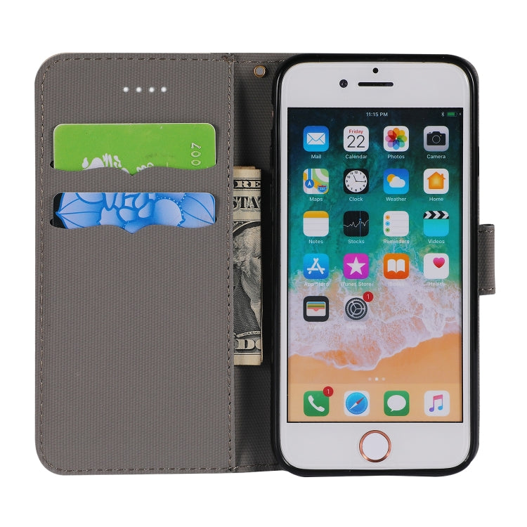 For iPhone SE 2022 / SE 2020 / 8 / 7 Fabric Stitching Embroidery Horizontal Flip Leather Case With Holder & Card Slots & Wallet