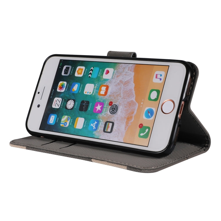 For iPhone SE 2022 / SE 2020 / 8 / 7 Fabric Stitching Embroidery Horizontal Flip Leather Case With Holder & Card Slots & Wallet