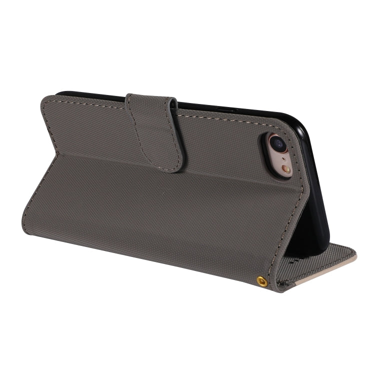For iPhone SE 2022 / SE 2020 / 8 / 7 Fabric Stitching Embroidery Horizontal Flip Leather Case With Holder & Card Slots & Wallet