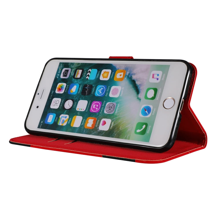 Fabric Stitching Embroidery Horizontal Flip Leather Case With Holder & Card Slots & Wallet for iPhone 8 Plus / 7 plus