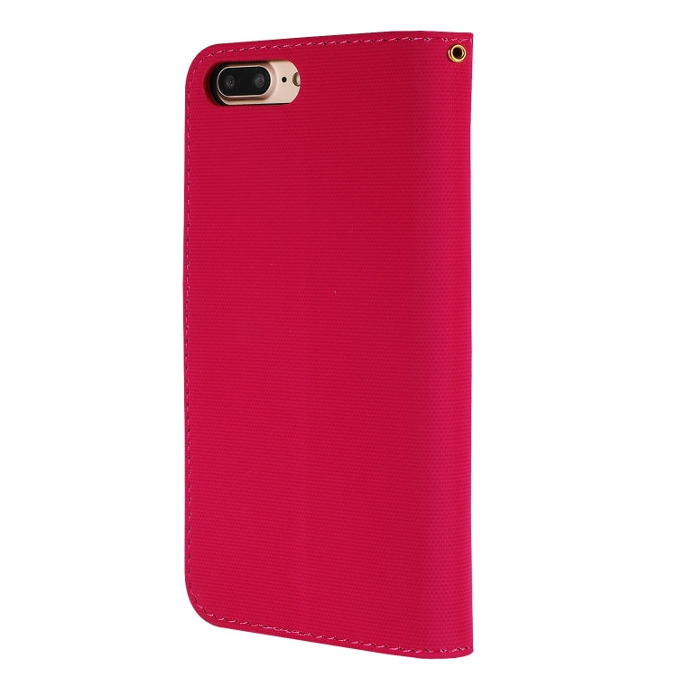 Fabric Stitching Embroidery Horizontal Flip Leather Case With Holder & Card Slots & Wallet for iPhone 8 Plus / 7 plus