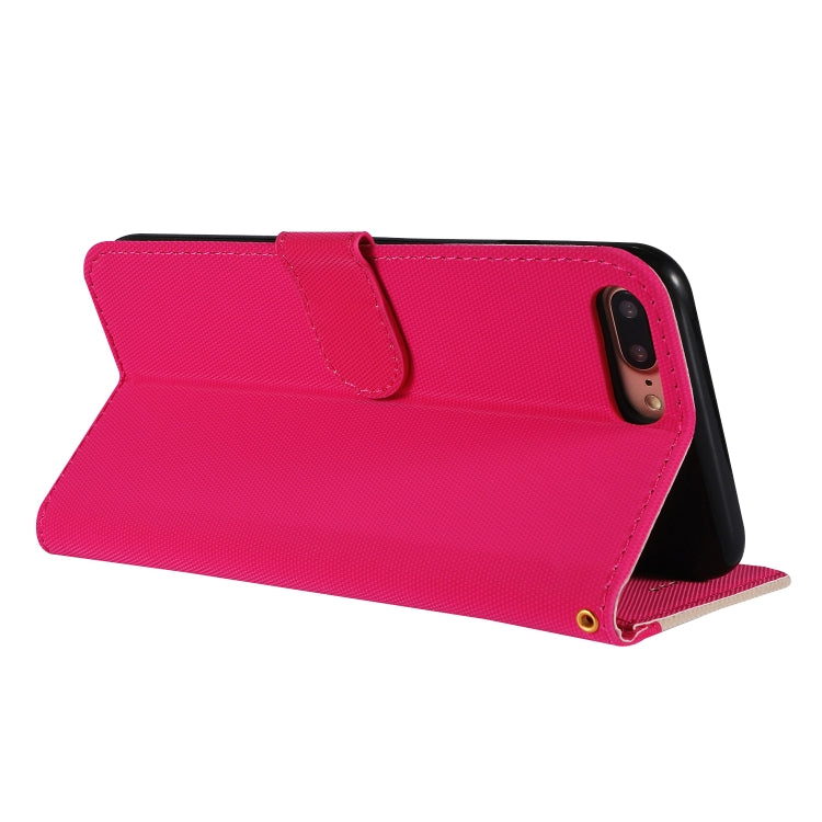 Fabric Stitching Embroidery Horizontal Flip Leather Case With Holder & Card Slots & Wallet for iPhone 8 Plus / 7 plus