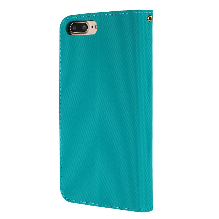 Fabric Stitching Embroidery Horizontal Flip Leather Case With Holder & Card Slots & Wallet for iPhone 8 Plus / 7 plus