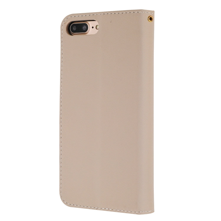 Fabric Stitching Embroidery Horizontal Flip Leather Case With Holder & Card Slots & Wallet for iPhone 8 Plus / 7 plus