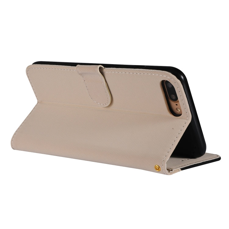 Fabric Stitching Embroidery Horizontal Flip Leather Case With Holder & Card Slots & Wallet for iPhone 8 Plus / 7 plus