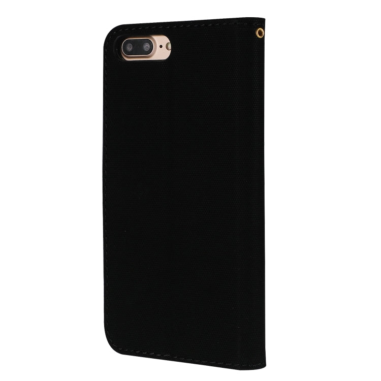 Fabric Stitching Embroidery Horizontal Flip Leather Case With Holder & Card Slots & Wallet for iPhone 8 Plus / 7 plus