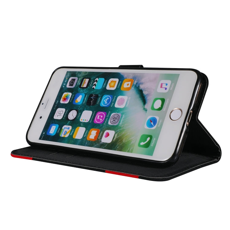 Fabric Stitching Embroidery Horizontal Flip Leather Case With Holder & Card Slots & Wallet for iPhone 8 Plus / 7 plus