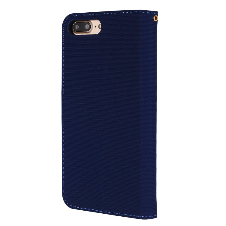 Fabric Stitching Embroidery Horizontal Flip Leather Case With Holder & Card Slots & Wallet for iPhone 8 Plus / 7 plus