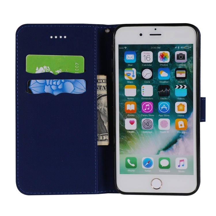 Fabric Stitching Embroidery Horizontal Flip Leather Case With Holder & Card Slots & Wallet for iPhone 8 Plus / 7 plus
