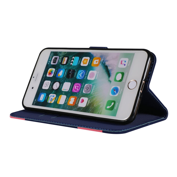 Fabric Stitching Embroidery Horizontal Flip Leather Case With Holder & Card Slots & Wallet for iPhone 8 Plus / 7 plus