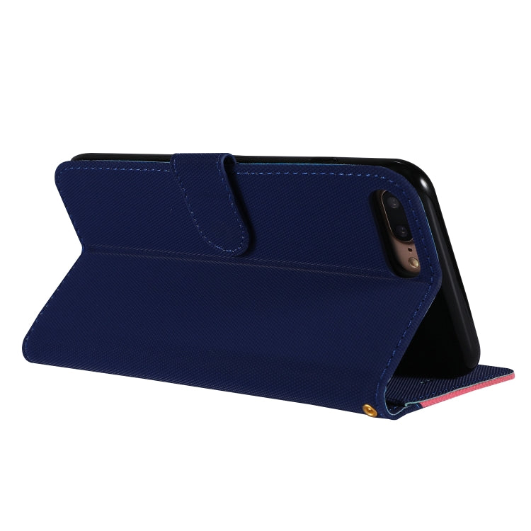 Fabric Stitching Embroidery Horizontal Flip Leather Case With Holder & Card Slots & Wallet for iPhone 8 Plus / 7 plus