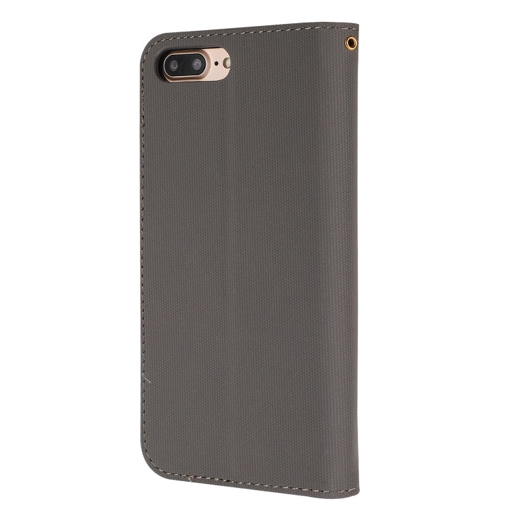 Fabric Stitching Embroidery Horizontal Flip Leather Case With Holder & Card Slots & Wallet for iPhone 8 Plus / 7 plus