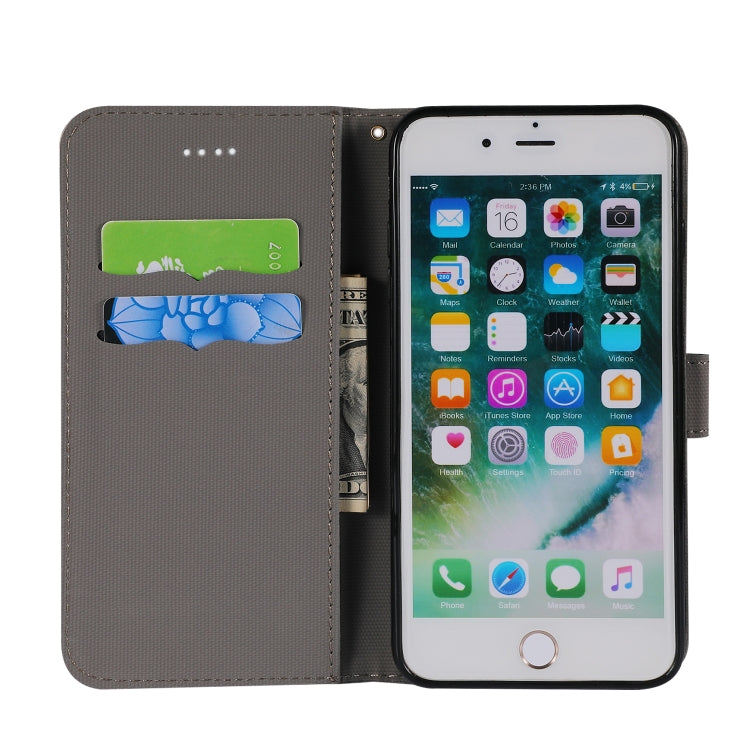 Fabric Stitching Embroidery Horizontal Flip Leather Case With Holder & Card Slots & Wallet for iPhone 8 Plus / 7 plus