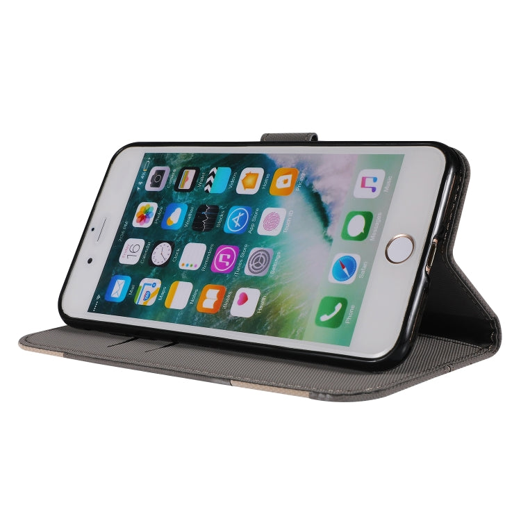 Fabric Stitching Embroidery Horizontal Flip Leather Case With Holder & Card Slots & Wallet for iPhone 8 Plus / 7 plus