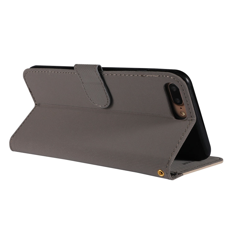 Fabric Stitching Embroidery Horizontal Flip Leather Case With Holder & Card Slots & Wallet for iPhone 8 Plus / 7 plus