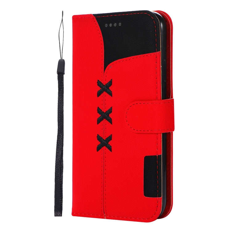 For iPhone XR Fabric Stitching Embroidery Horizontal Flip Leather Case With Holder & Card Slots & Wallet