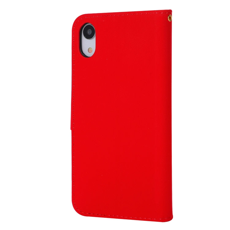 For iPhone XR Fabric Stitching Embroidery Horizontal Flip Leather Case With Holder & Card Slots & Wallet