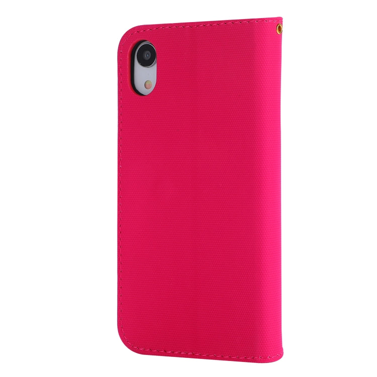 For iPhone XR Fabric Stitching Embroidery Horizontal Flip Leather Case With Holder & Card Slots & Wallet