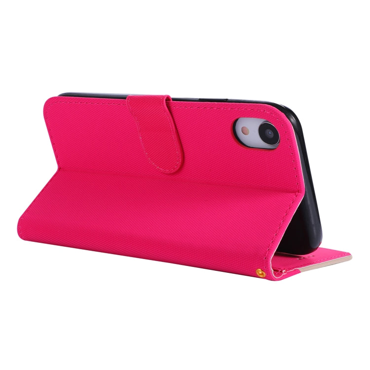 For iPhone XR Fabric Stitching Embroidery Horizontal Flip Leather Case With Holder & Card Slots & Wallet