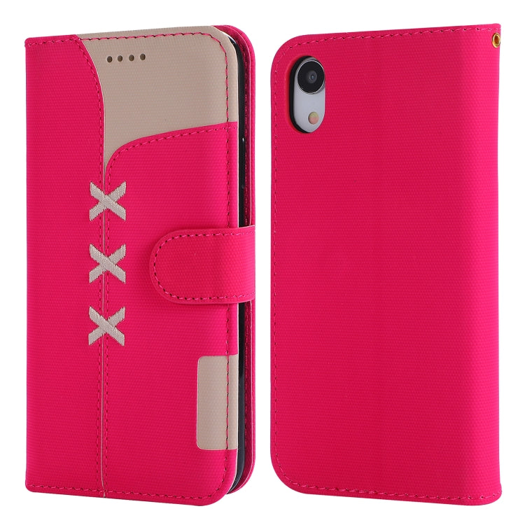 For iPhone XR Fabric Stitching Embroidery Horizontal Flip Leather Case With Holder & Card Slots & Wallet