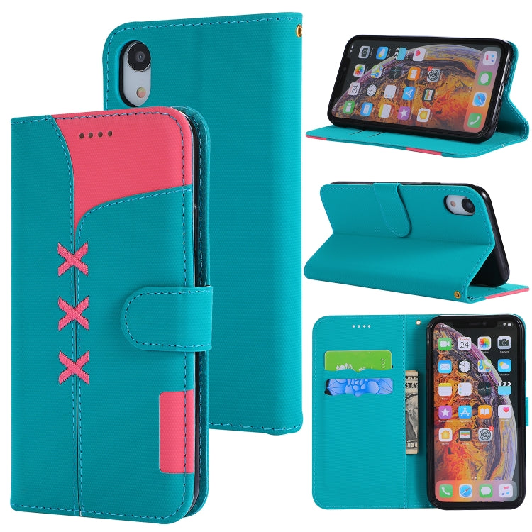 For iPhone XR Fabric Stitching Embroidery Horizontal Flip Leather Case With Holder & Card Slots & Wallet