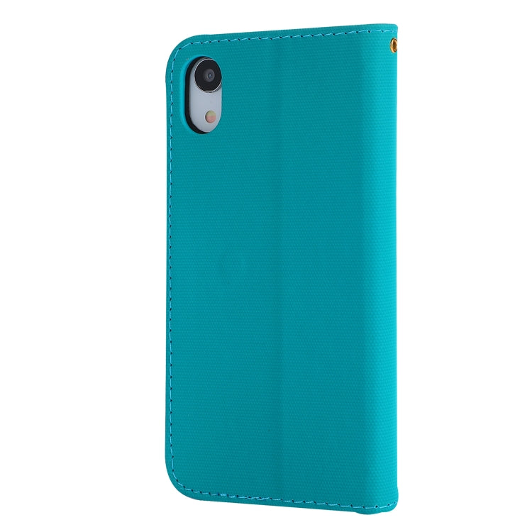For iPhone XR Fabric Stitching Embroidery Horizontal Flip Leather Case With Holder & Card Slots & Wallet