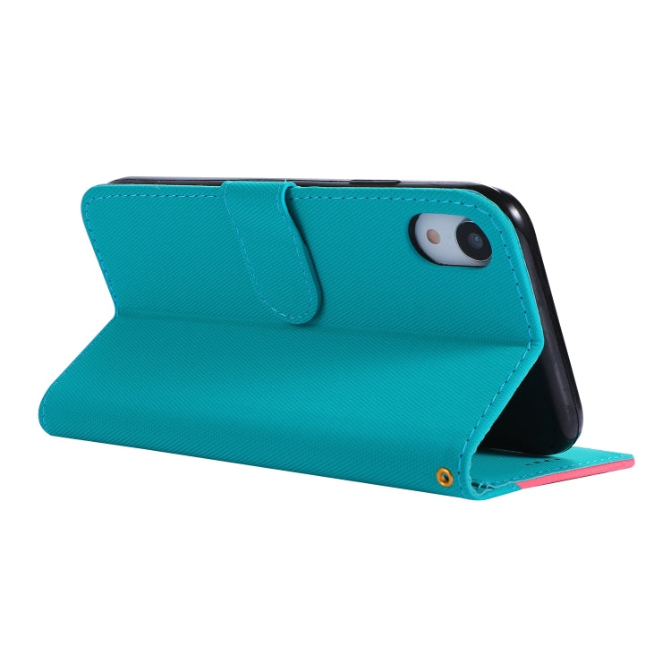 For iPhone XR Fabric Stitching Embroidery Horizontal Flip Leather Case With Holder & Card Slots & Wallet