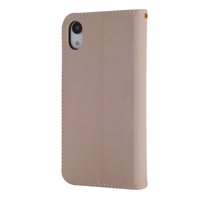 For iPhone XR Fabric Stitching Embroidery Horizontal Flip Leather Case With Holder & Card Slots & Wallet