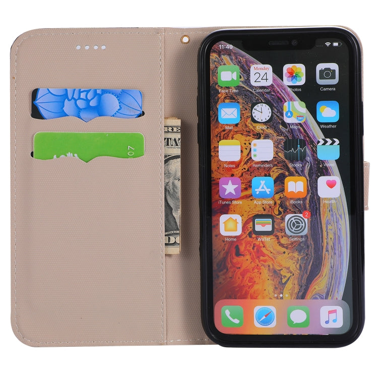 For iPhone XR Fabric Stitching Embroidery Horizontal Flip Leather Case With Holder & Card Slots & Wallet