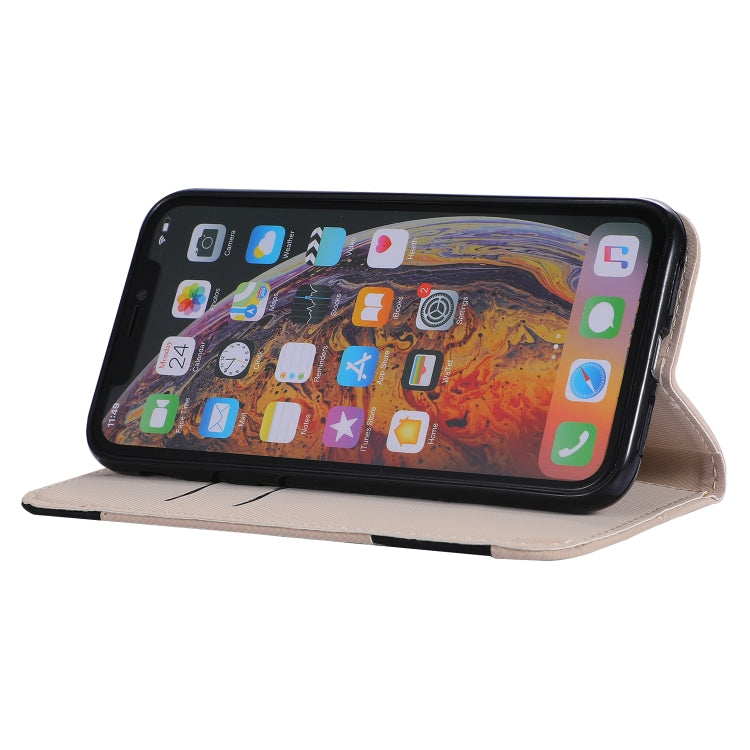 For iPhone XR Fabric Stitching Embroidery Horizontal Flip Leather Case With Holder & Card Slots & Wallet