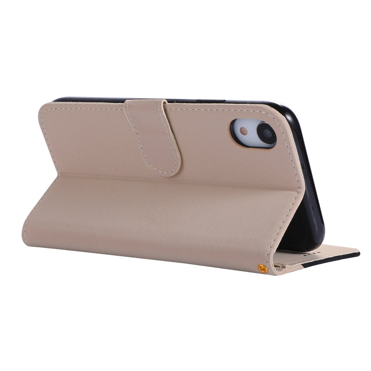 For iPhone XR Fabric Stitching Embroidery Horizontal Flip Leather Case With Holder & Card Slots & Wallet