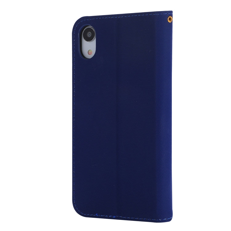 For iPhone XR Fabric Stitching Embroidery Horizontal Flip Leather Case With Holder & Card Slots & Wallet