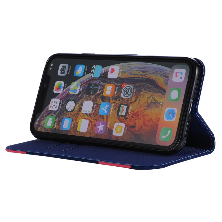 For iPhone XR Fabric Stitching Embroidery Horizontal Flip Leather Case With Holder & Card Slots & Wallet