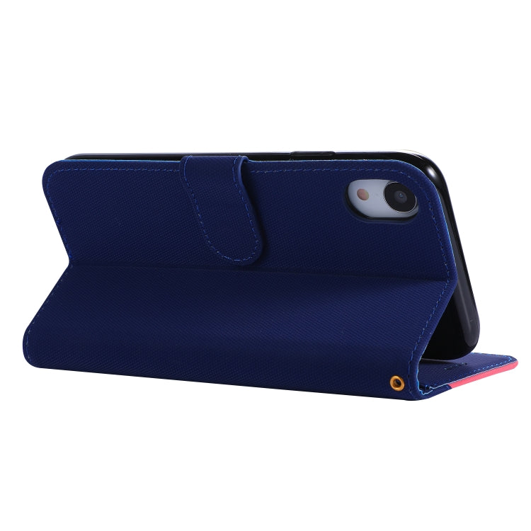 For iPhone XR Fabric Stitching Embroidery Horizontal Flip Leather Case With Holder & Card Slots & Wallet