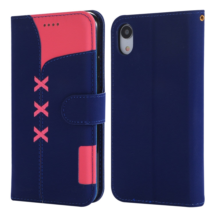 For iPhone XR Fabric Stitching Embroidery Horizontal Flip Leather Case With Holder & Card Slots & Wallet
