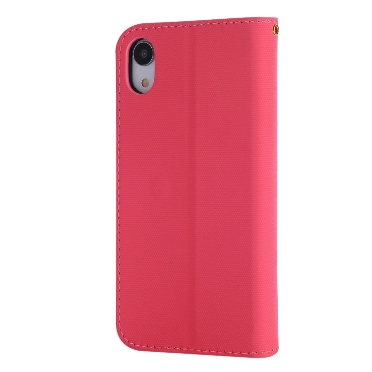 For iPhone XR Fabric Stitching Embroidery Horizontal Flip Leather Case With Holder & Card Slots & Wallet