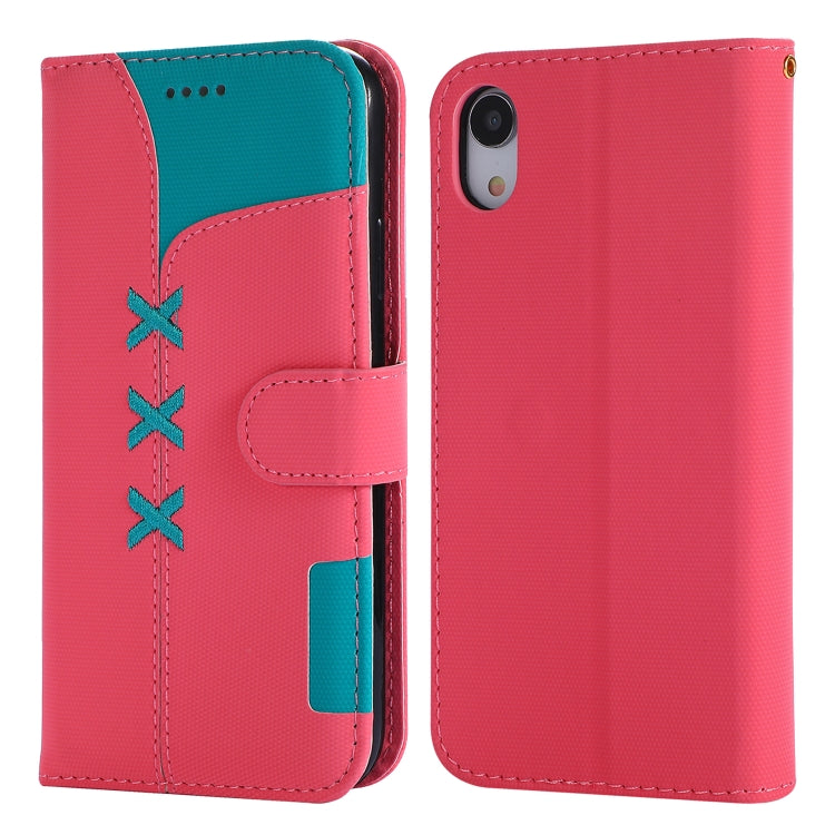 For iPhone XR Fabric Stitching Embroidery Horizontal Flip Leather Case With Holder & Card Slots & Wallet